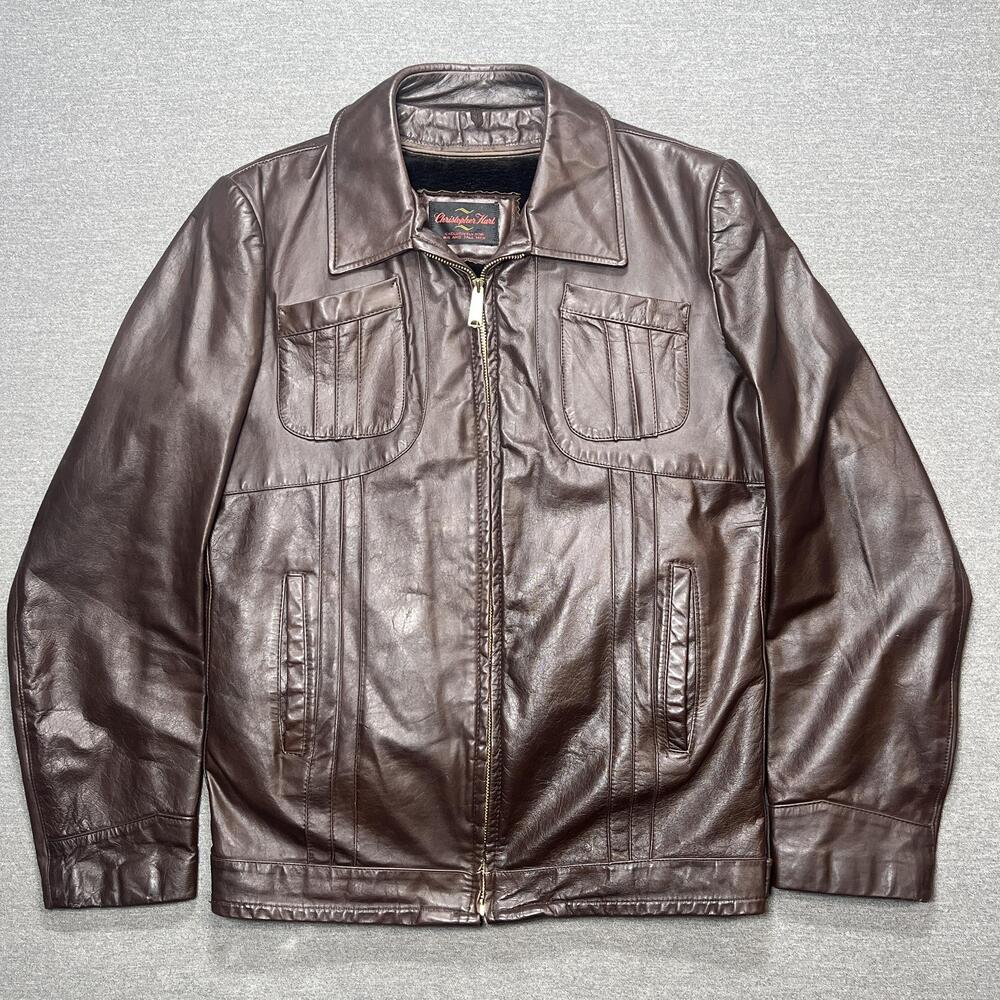 VTG 70s Leather Jacket Mens Medium Brown Removable Liner Talon Christopher Hart